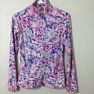 Lilly Pulitzer Luxletic Full Zip Jacket Pastels Watercolor XS Athletic Womens